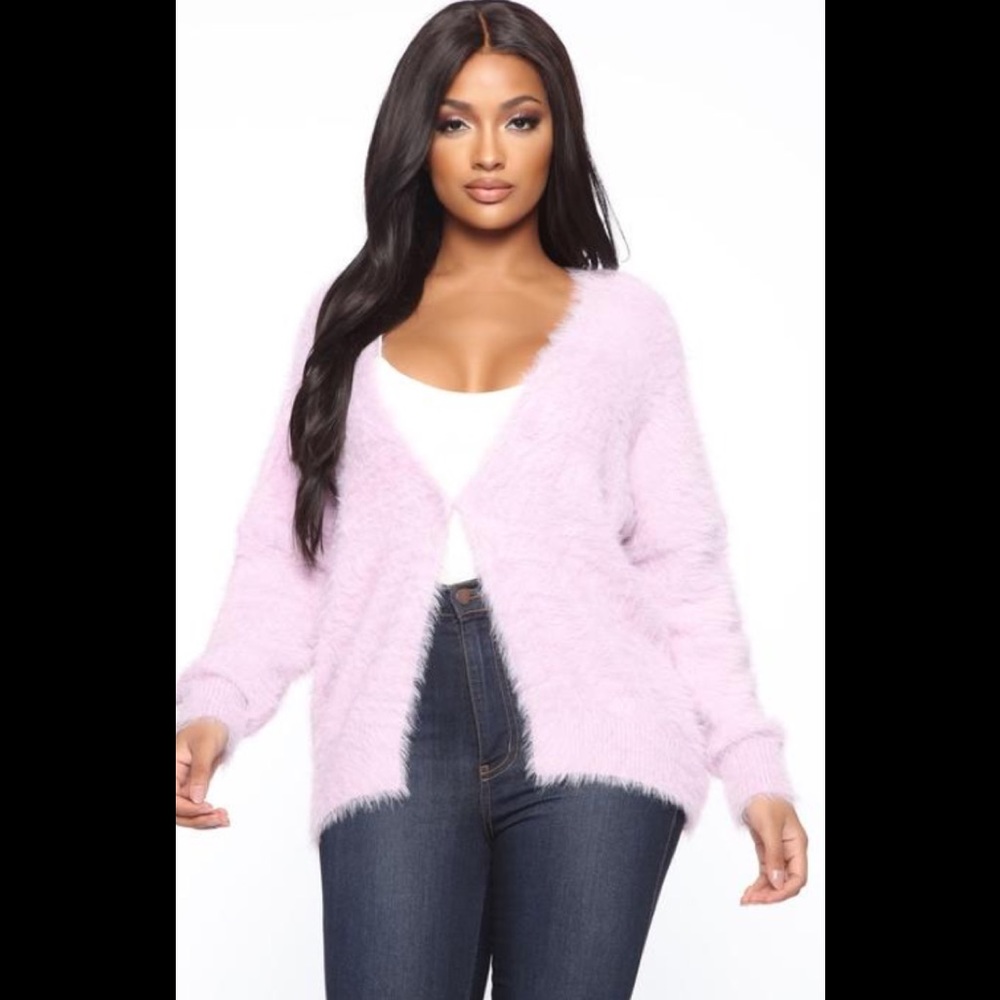 NWOT Fashion Nova Fuzzy Lilac Cardigan Sweater